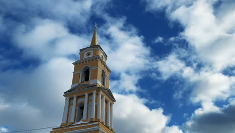 church tower against a cloudy sky