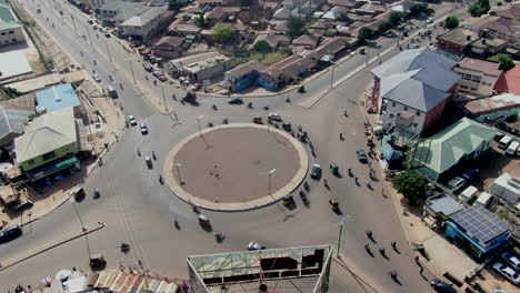 busy roundabout in gombe, nigeria - aerial view