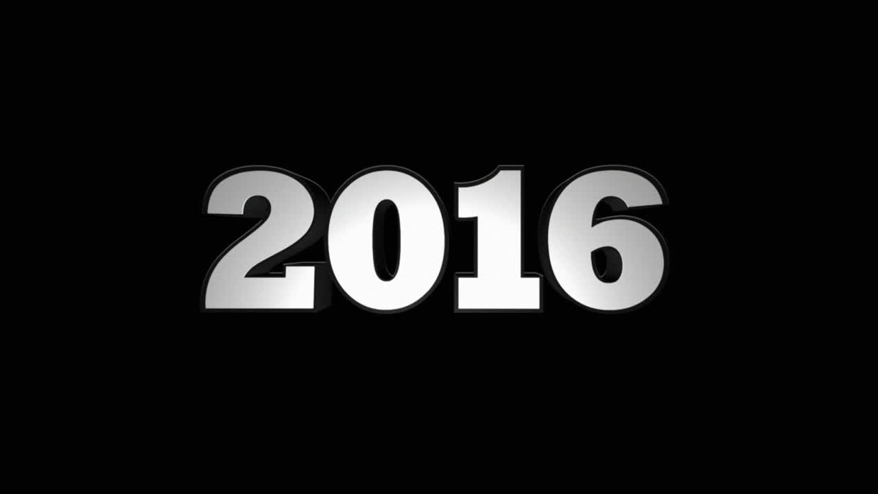 2016, New Year, ONLY Rotation Text, Loop, 4k