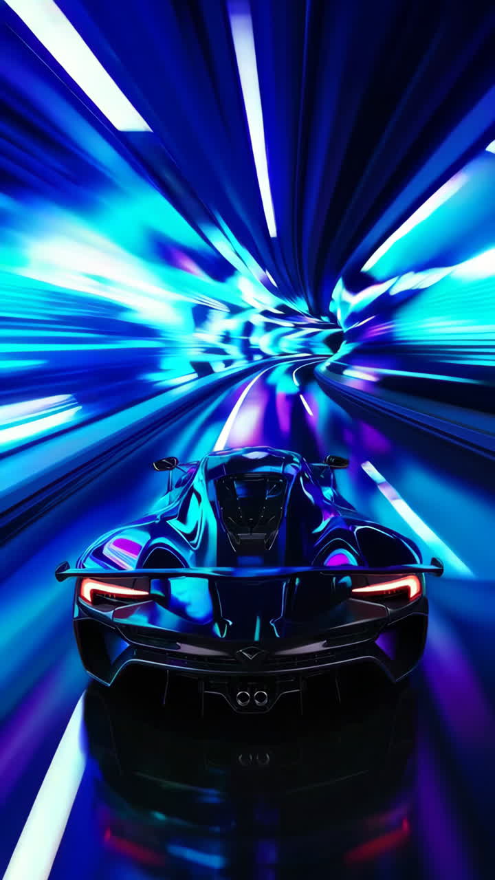 Fast Car in a Neon Tunnel