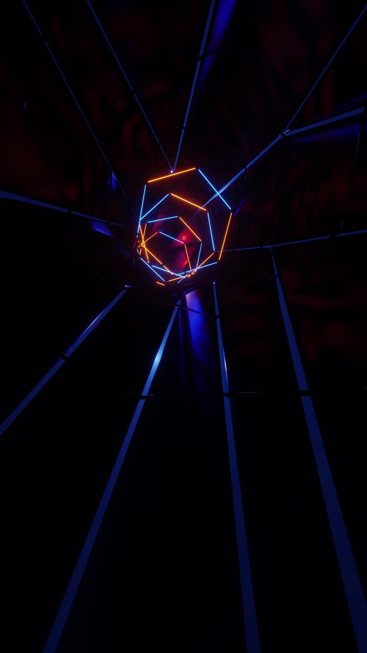 túnel abstracto colorido con luces de neón. animación de bucle infinito