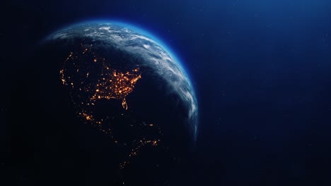 realistic motion graphics of planet earth rotating in the night starfield intros endings logo