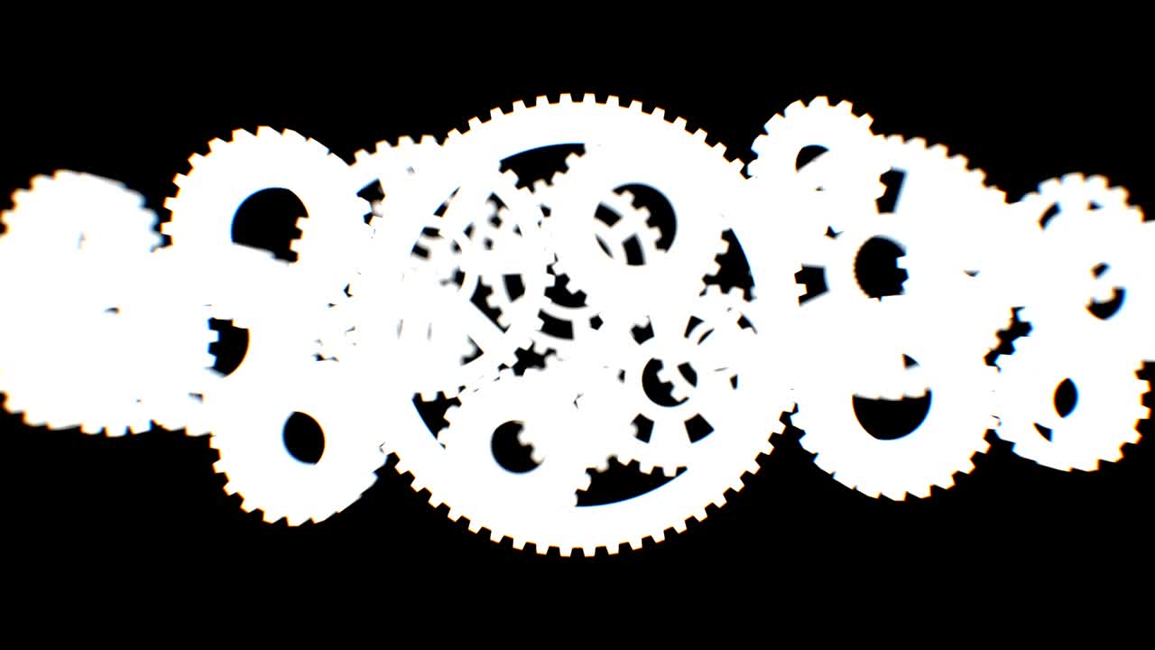 gran engranaje dorado girando en mecanismo de trabajo de acero. hermosa animación 3d en bucle con alfa mate. proceso de trabajo abstracto. trabajo en equipo concepto de negocio y tecnología.