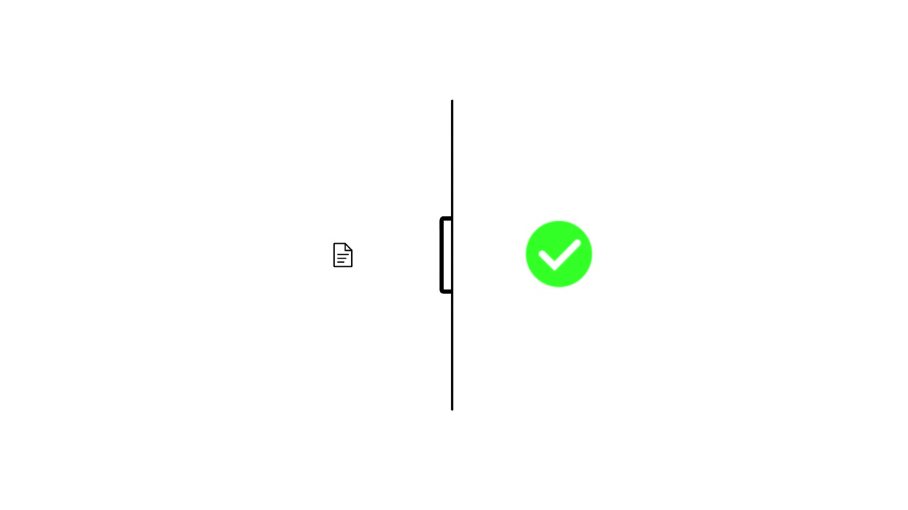 Approved document verification line art split layout success mark workflow contract approval visuals