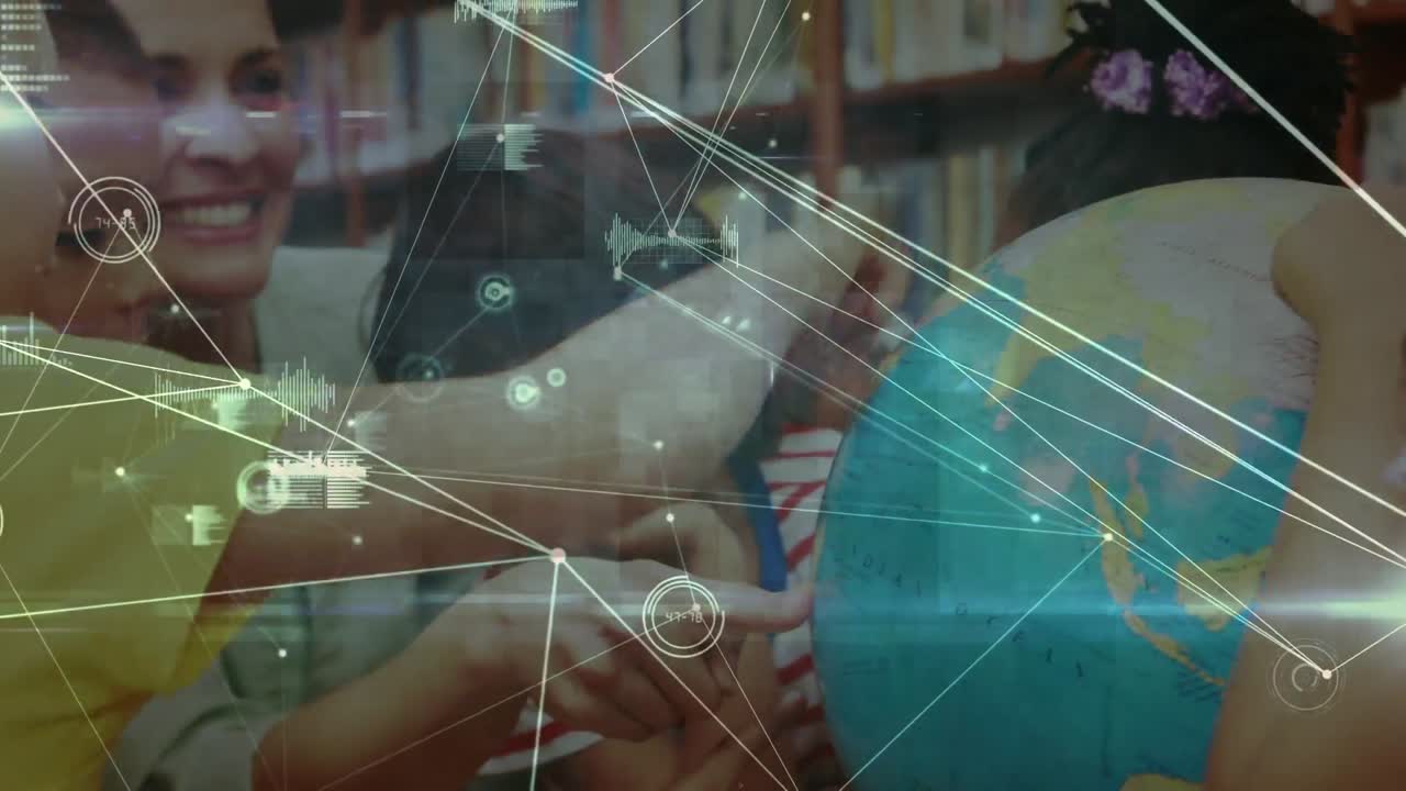 animación de redes de conexiones a través de diversas maestras y escolares que leen el mundo