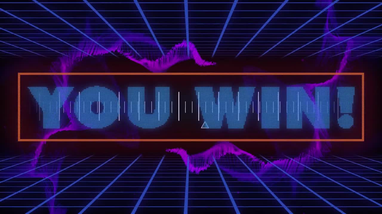 "그는 ""당신은 보라색 디지털 파동과 그리드 네트워크를 통해 텍스트 배너와 측정 스케일을 이길 수 있습니다."