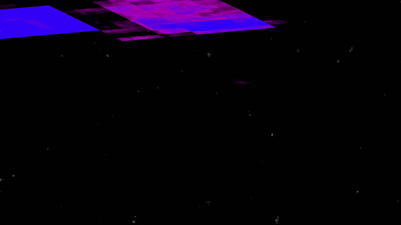 Formas geométricas abstractas dinámicas en movimiento en azul y morado