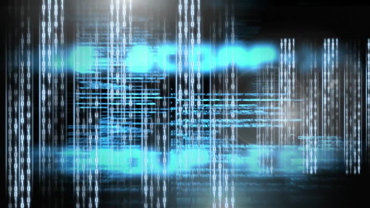 Digital animation of binary technology code 4k