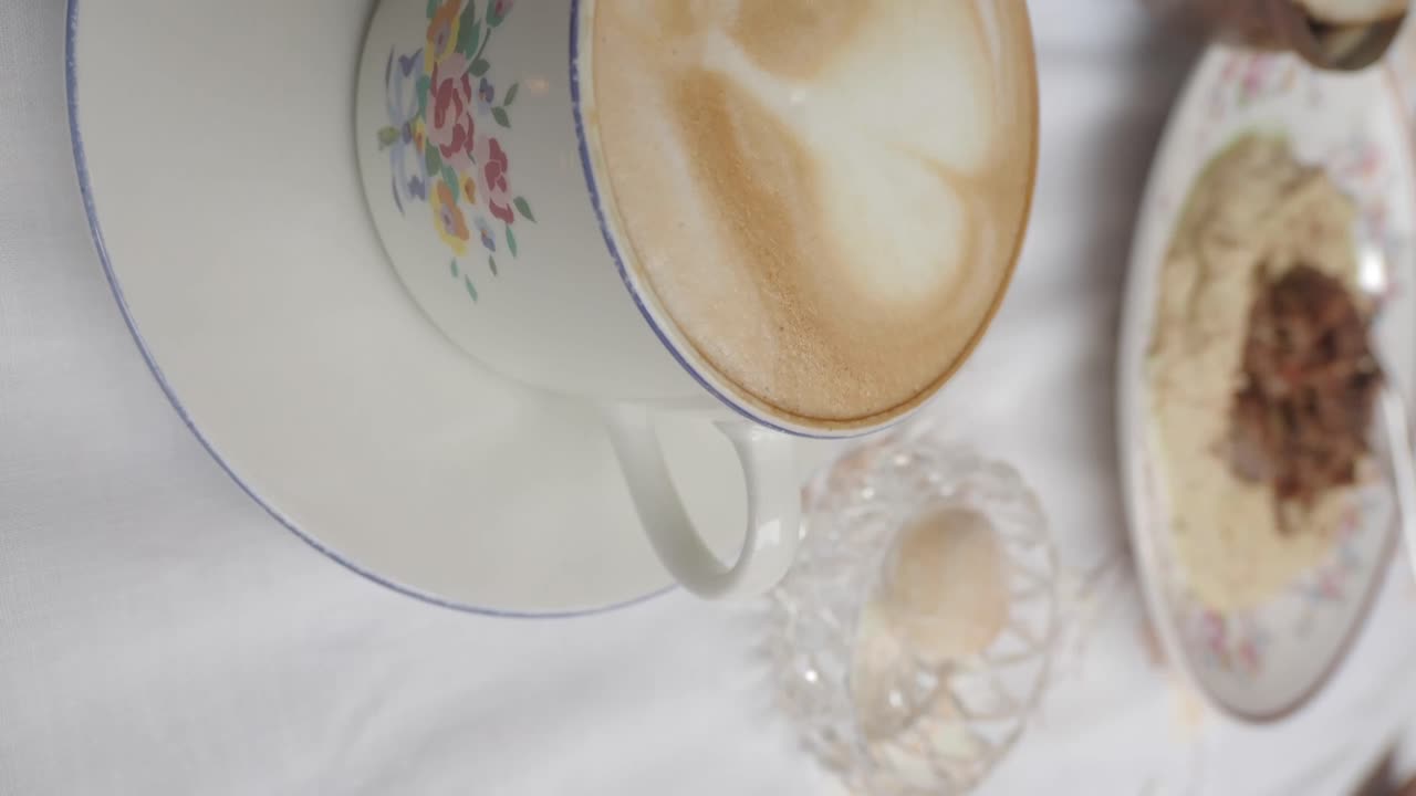 Latte in a Floral Cup