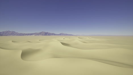 vast expanse of golden sand dunes under a clear blue sky