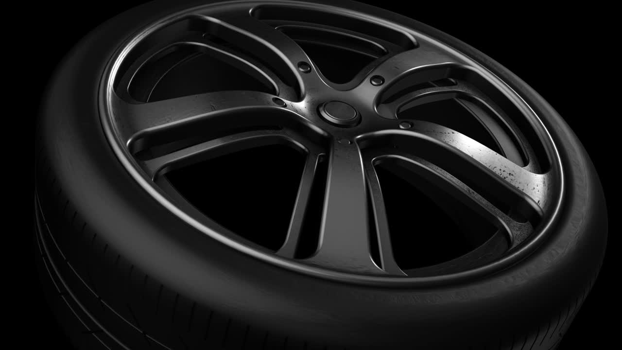 Dekkhjul Aluminium Metall Løkkeanimasjon Rotasjon Forfra - Med Alfakanal 4K