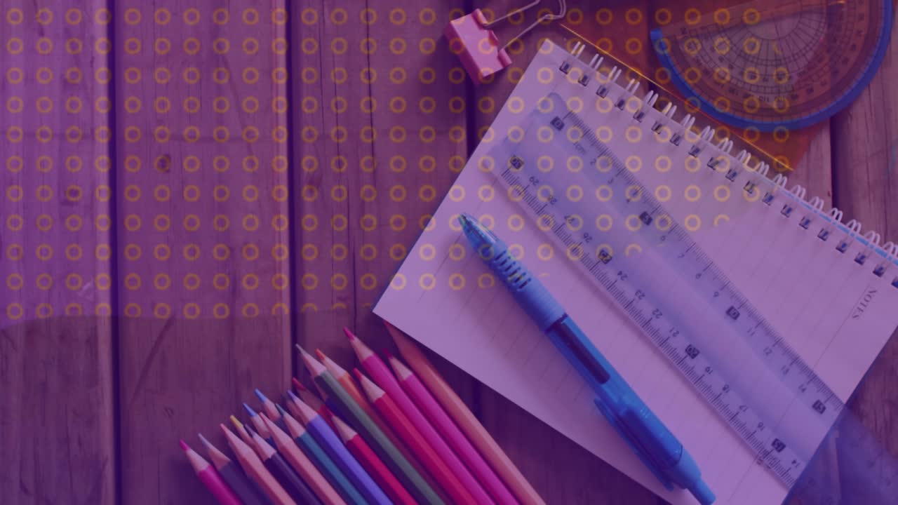 Glitchy overlay shifting on tabletop causing stationery sliding into place for workspace setup