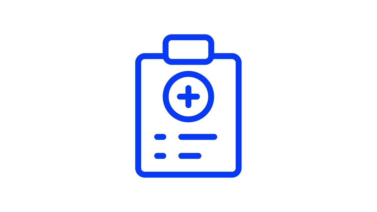 Animating Blue Outline Medical Clipboard Icon