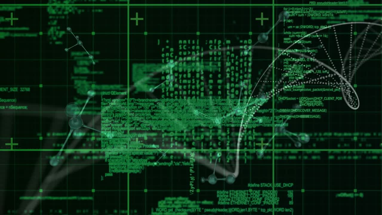 Animation of data processing and network of connections animation