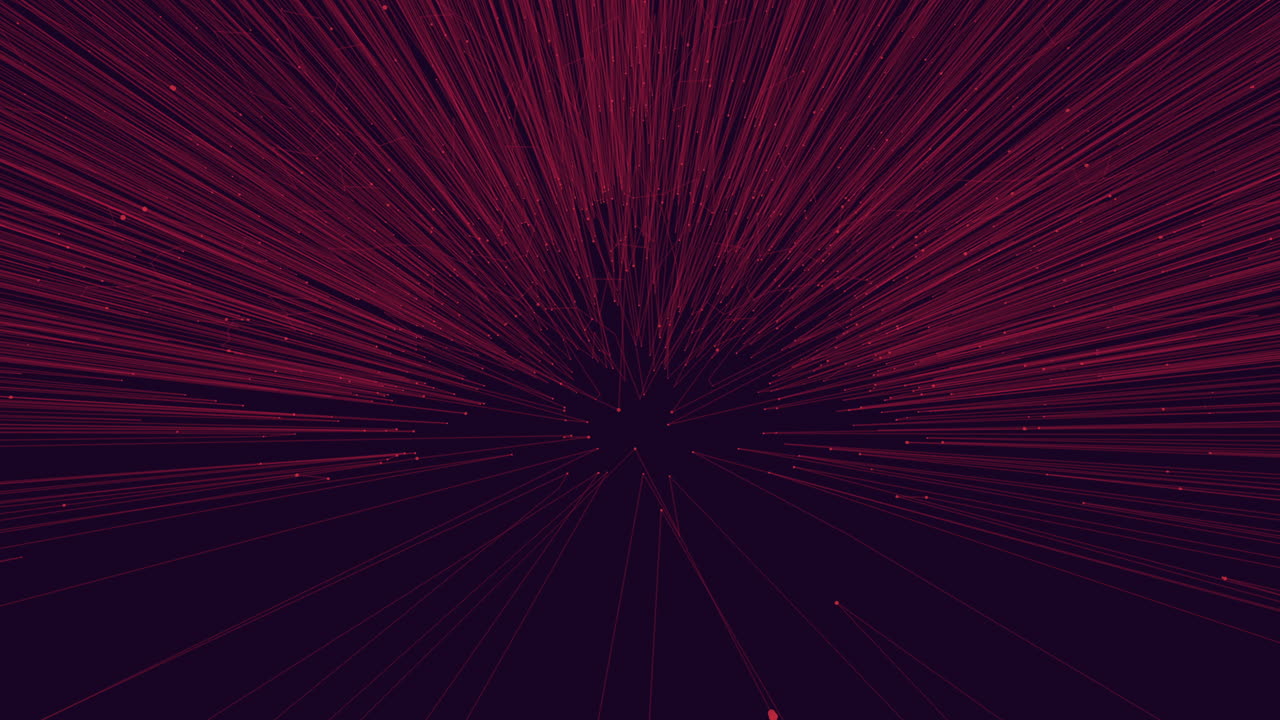 A striking abstract artwork featuring red and black shades with dynamic diagonal lines converging towards the center, creating a sense of motion and depth