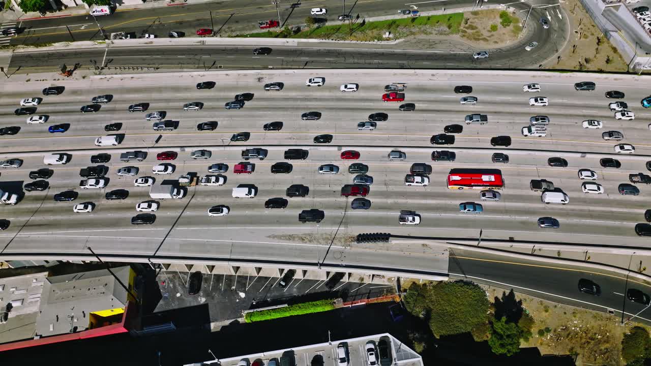 Road traffic on freeway in urban Los Angeles, California