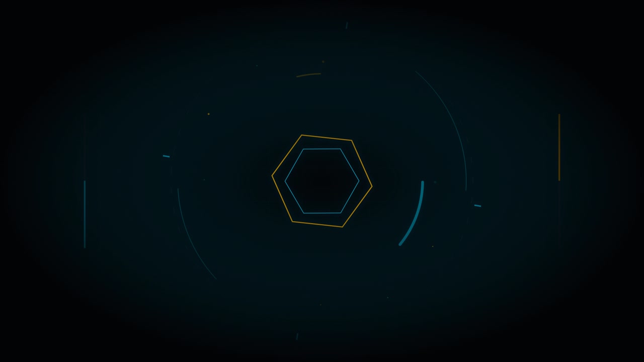 Abstract Digital Hexagon Animation with Rotating Circular Elements