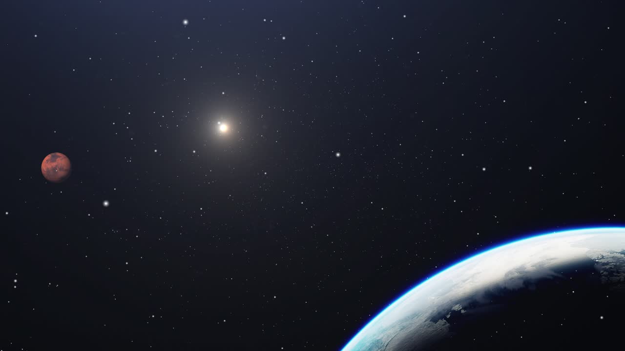 planeta tierra y marte y estrellas