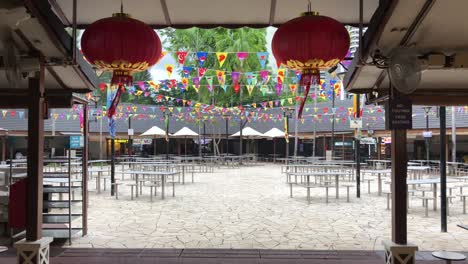 empty newton food centre. singapore famous hawker centre. static shot