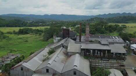 abandoned, run-down factory in the jungle