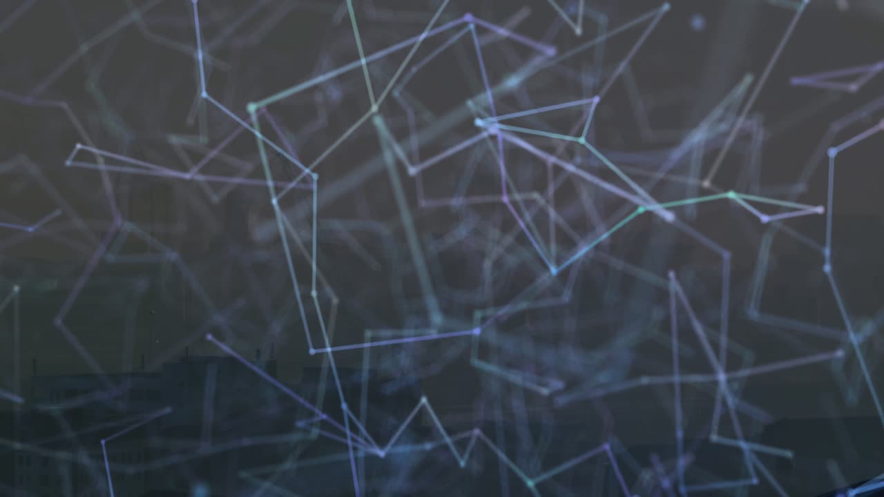Faint points scattering dark backdrop starting nodes linking and pulsing visualizing data mesh