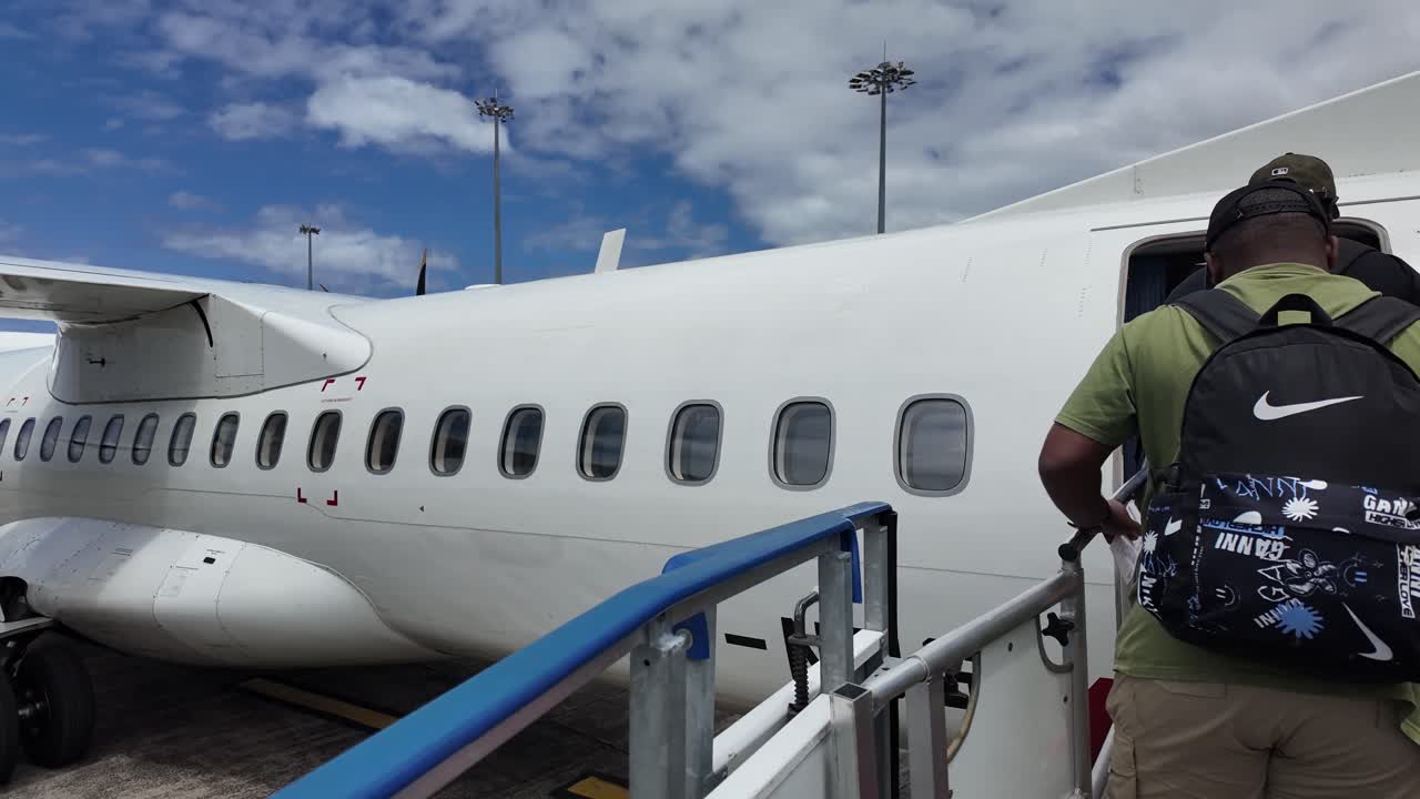 Experience the journey from Mauritius to Rodrigues Island aboard an ATR 72, with stunning aerial views