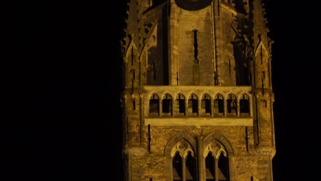 view of the belfry of bruges. in dutch belfort van brugge is a medieval bell tower in the centre of bruges belgium