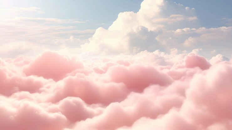 Aerial View of Soft Pink Clouds at Sunset