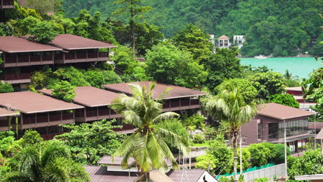 Koh-Phi-Phi-Resort-Inmerso-En-Un-Entorno-Verde-Natural,-Teleobjetivo-Estático