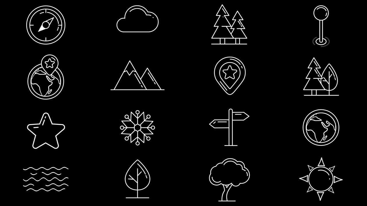 자연 물체의 선 아이콘의 집합