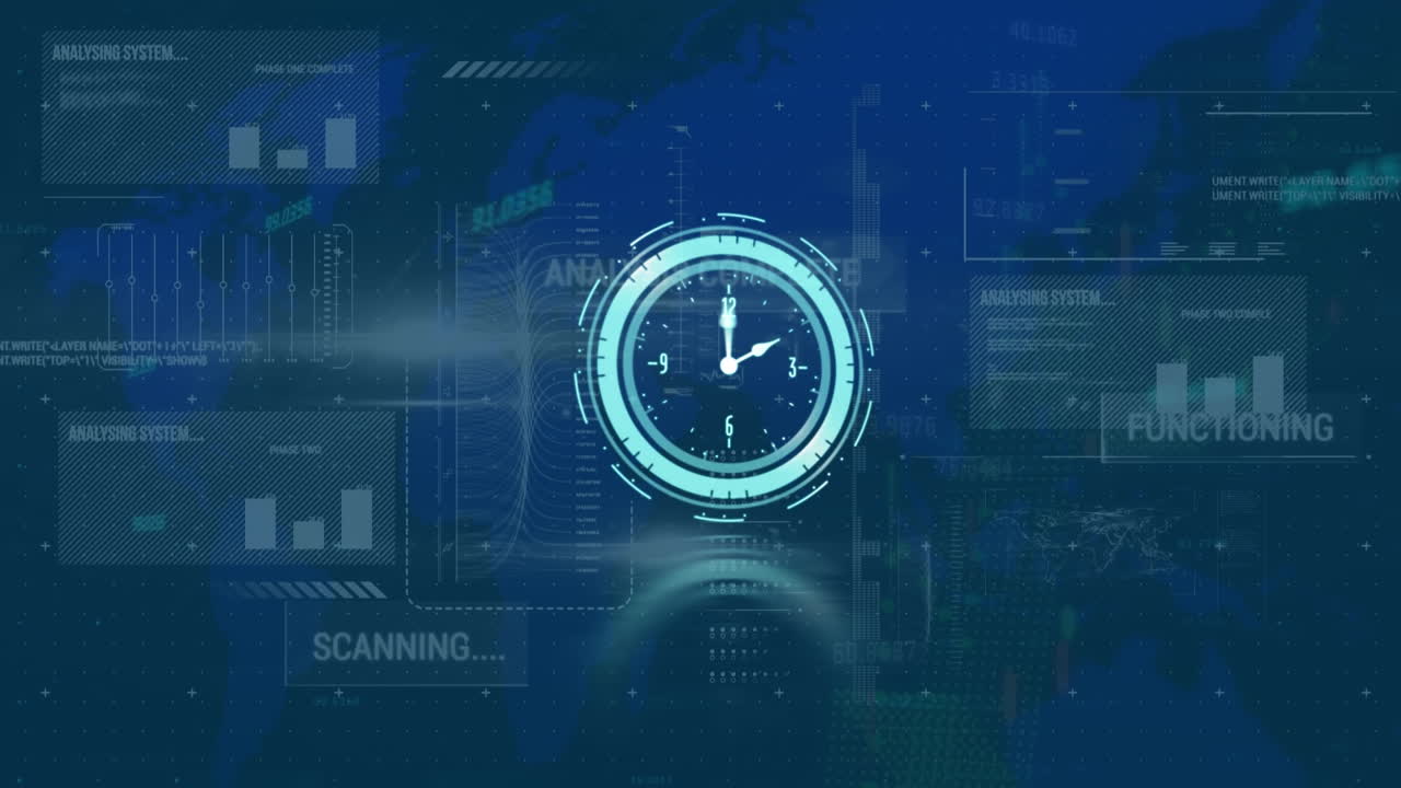 Animation of clock moving over data processing