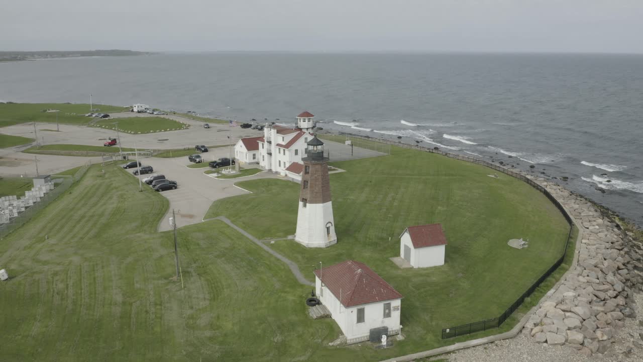 Aerial View of a Lighthouse on the Coast