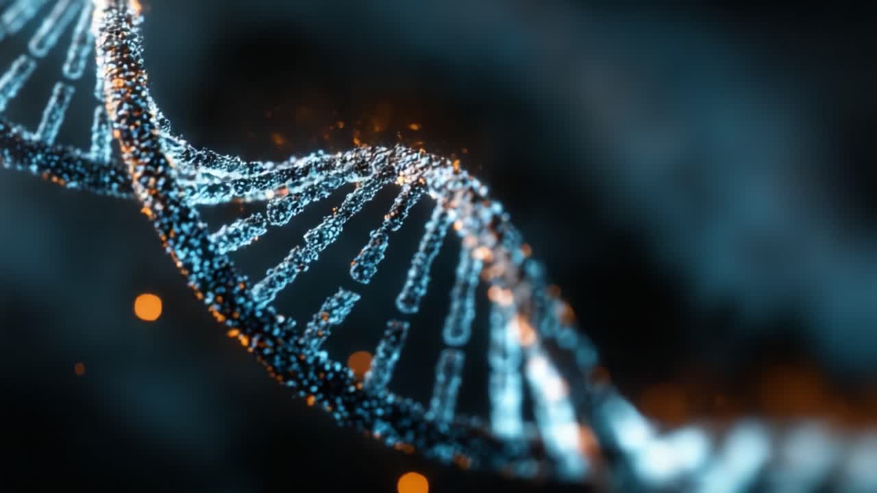 Una Visualizzazione Mozzafiato dell'Elica del DNA: Esplorando l'Intricata Struttura e Bellezza del Materiale Genetico Attraverso Tecniche di Animazione e Arte Digitale 3D