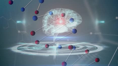 animación del cerebro humano, hilado de cadenas de adn y procesamiento de datos