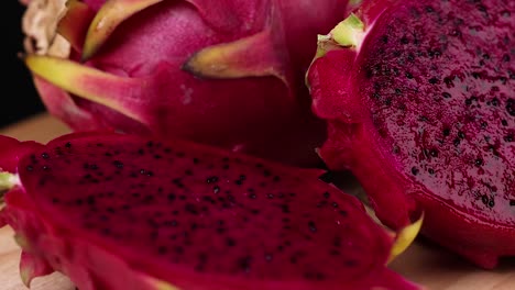 vibrant dragon fruit slices displayed in detail