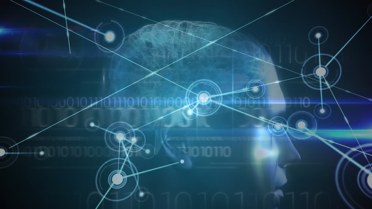 animación de redes de conexiones y procesamiento de datos médicos sobre fondo negro