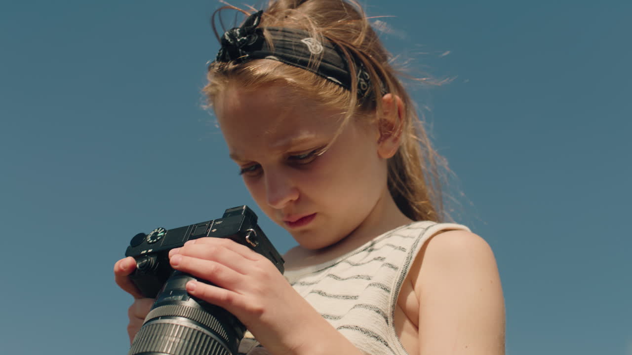 Young Girl Photographer Shooting Landscape Young Photographer Shooting Landscape on Beautifull Green Hillway Taking Pictures of Nature Girl Filling the Portfolio with Amazing Photos Spending Leisure Time Outdoor Slow Motion