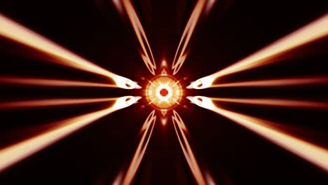 abstract spinning pattern light transformations background. 4k seamless looping orange mystery light spinning motion on black. dynamic digital magic energy kaleidoscope forms undulate and hypnotize.