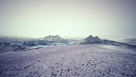 dramatic winter dark desert steppe on a highland mountain plateau