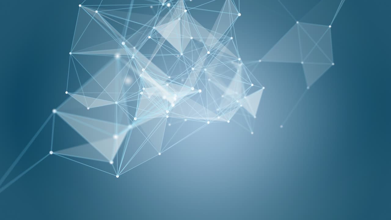 Futuristic plexus animation with glowing triangles in slow motion, 4096x2304 loop 4K