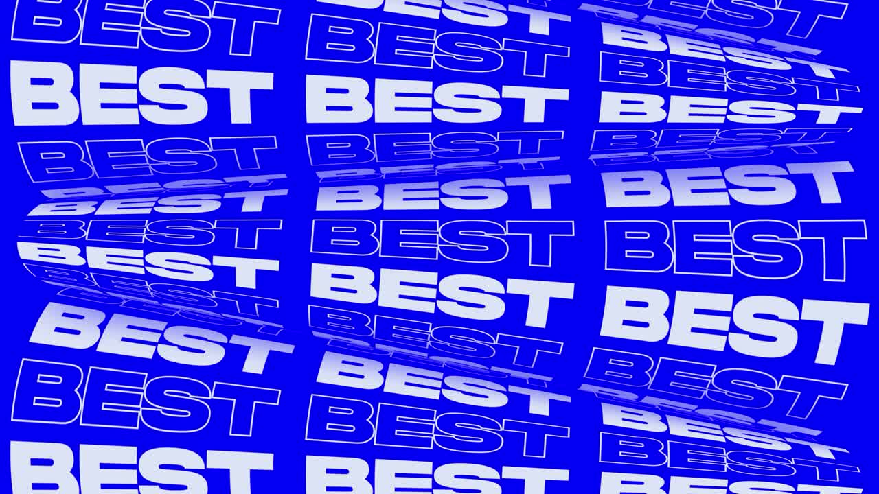 Best blue bright promotional animation background loop. Perceptible word rolls sign banner for promo advertising. Flashy best social media kinetic marketing announcement video.