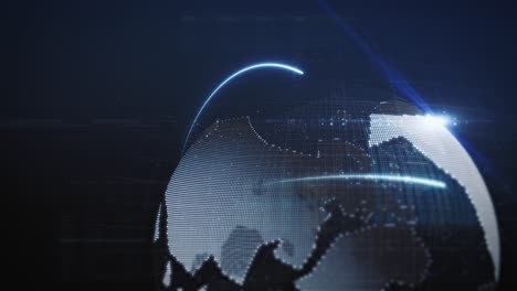 digital network world globe made up of millions of pixels background animation loop