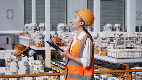 warehouse worker using tablet