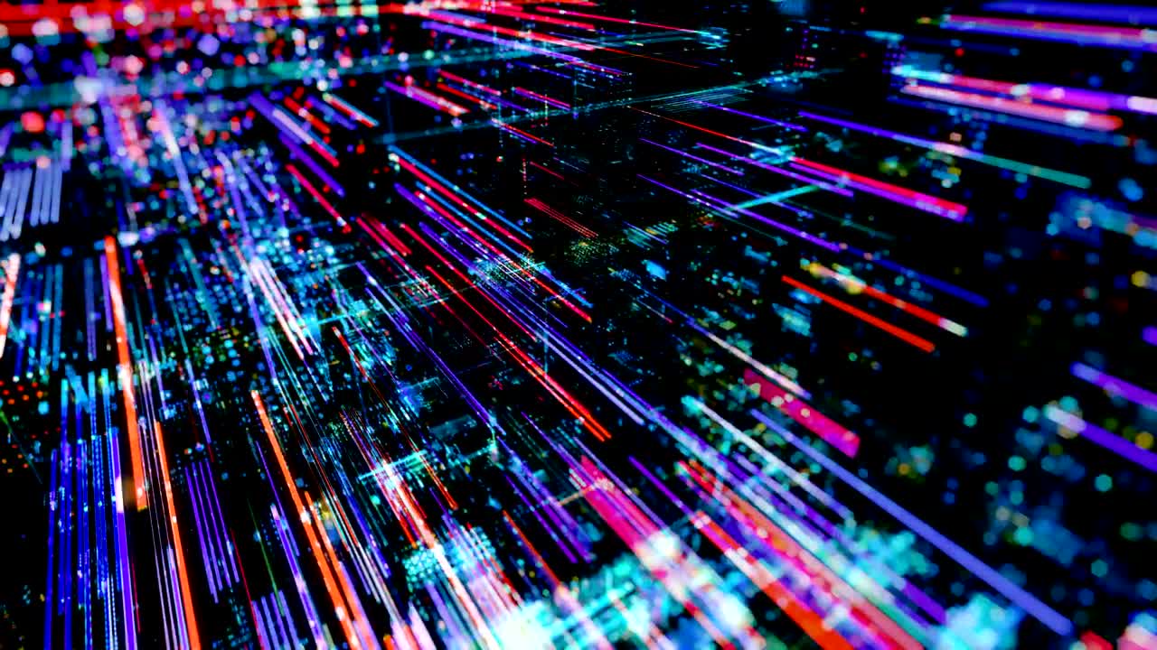 ciudad virtual digital abstracta. escaneo de la ciudad para el concepto de ataque de hackers. render 3d 4k bucle