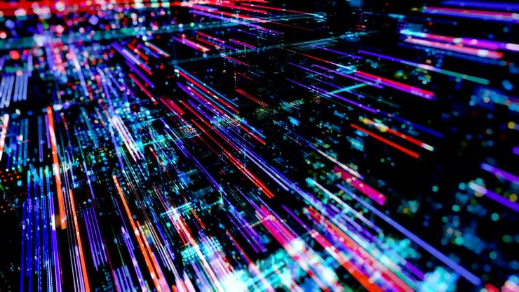 Abstract digital virtual city. Scanning city for hackers attack concept. 3D render 4K loop