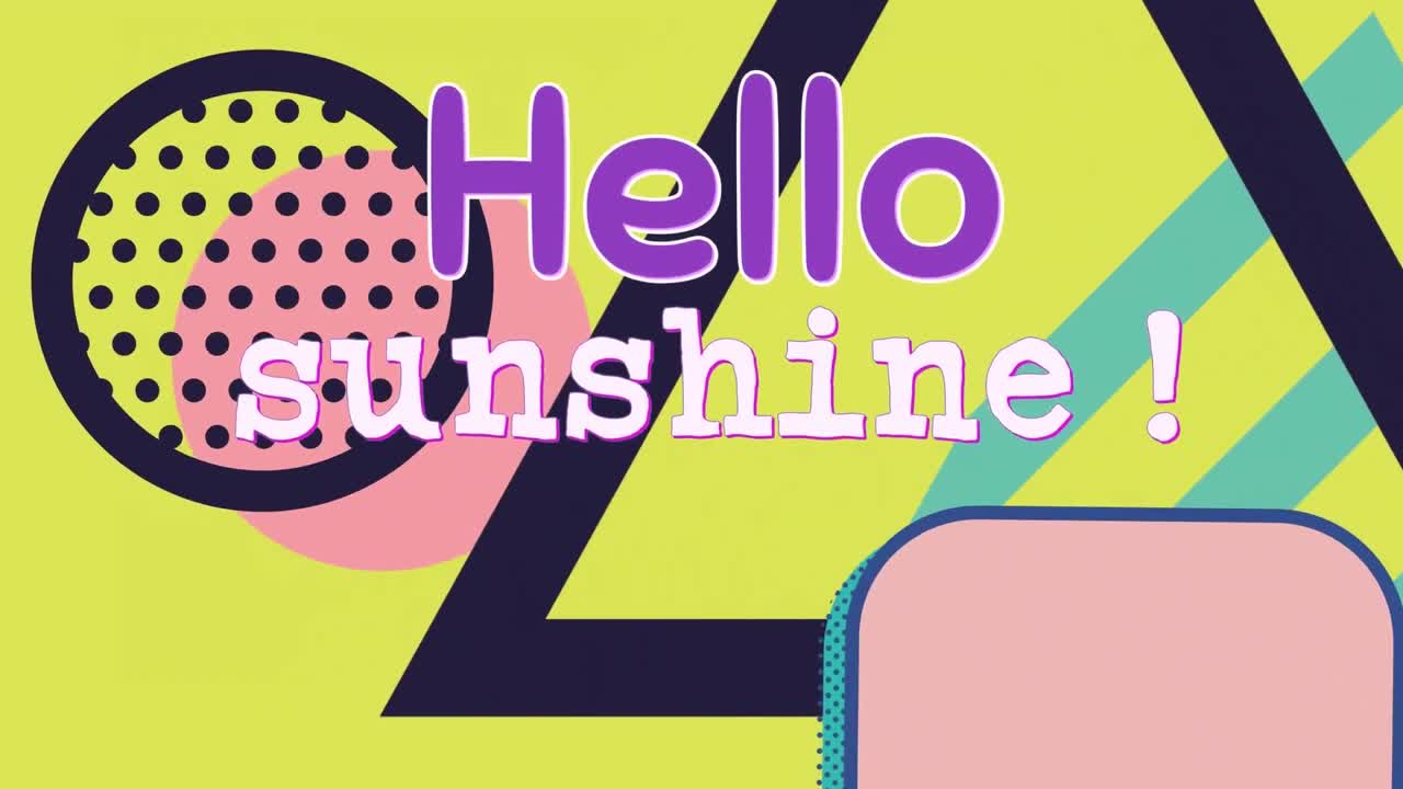 노란색 배경에 추상적인 모양 위에 안 ⁇ 하세요  ⁇ 샤인 텍스트의 애니메이션