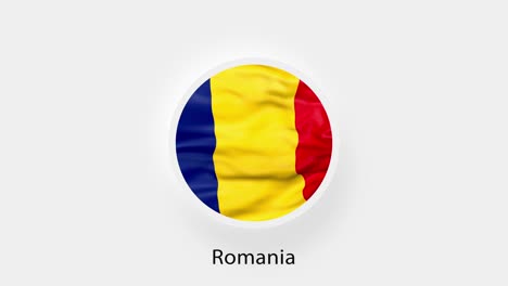 romania circular flag loop. animated national flag of romania. realistic romania flag waving. 4k