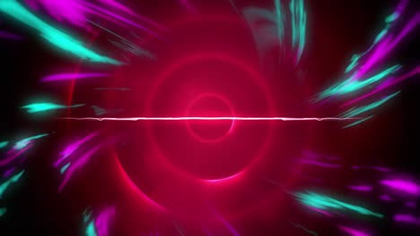 Animation-of-lines-and-colorful-lights-over-red-circles