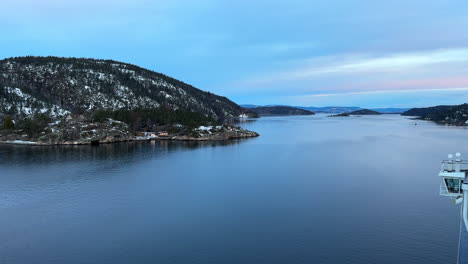 beautiful shot of the fjord from a ferryboat in norway