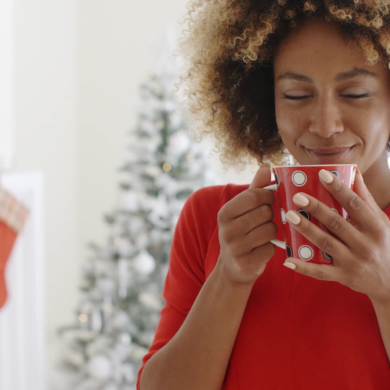bastante, mujer joven, el gozar, café